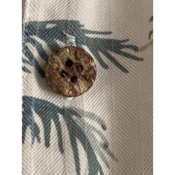 VTG Banana Cabana Shirt SS Hawaiian Palm Tree Cream Blue Button Front Chest L - Picture 6 of 8